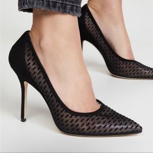 Stuart Weitzman Black Clear Tasha Pointed Toe Pumps Heels